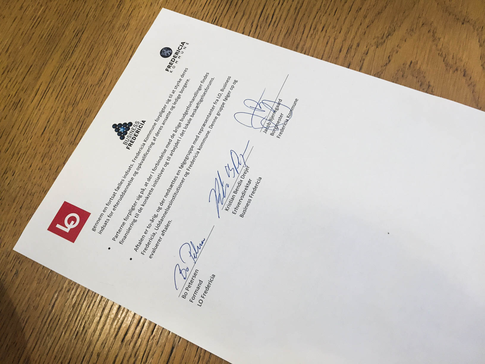 Nyt samarbejde mellem LO, Business Fredericia og Fredericia Kommune
