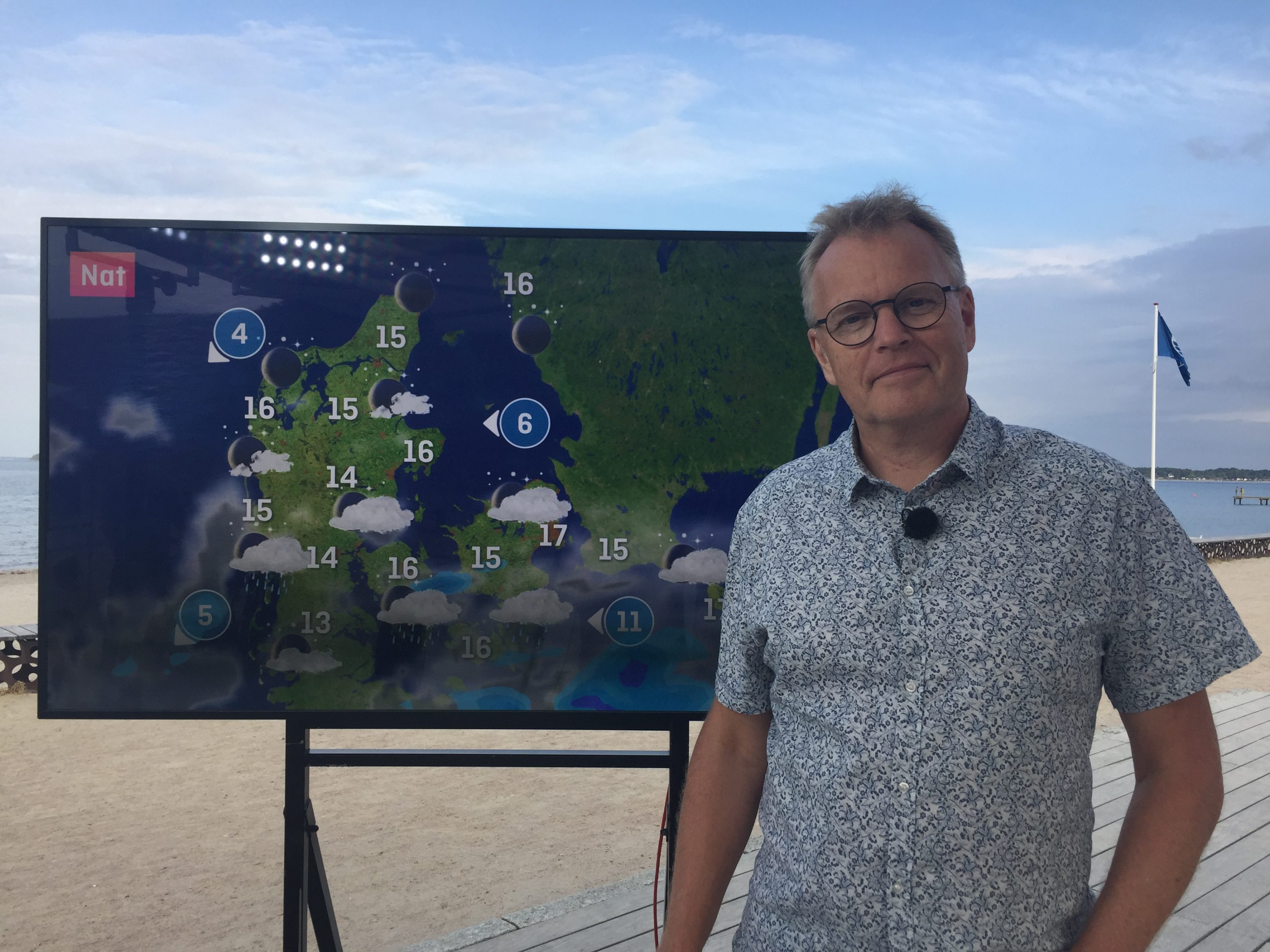 SE UDSENDELSEN : DR VEJRET SENDTE DIREKTE FRA ØSTERSTRAND TIRSDAG AFTEN