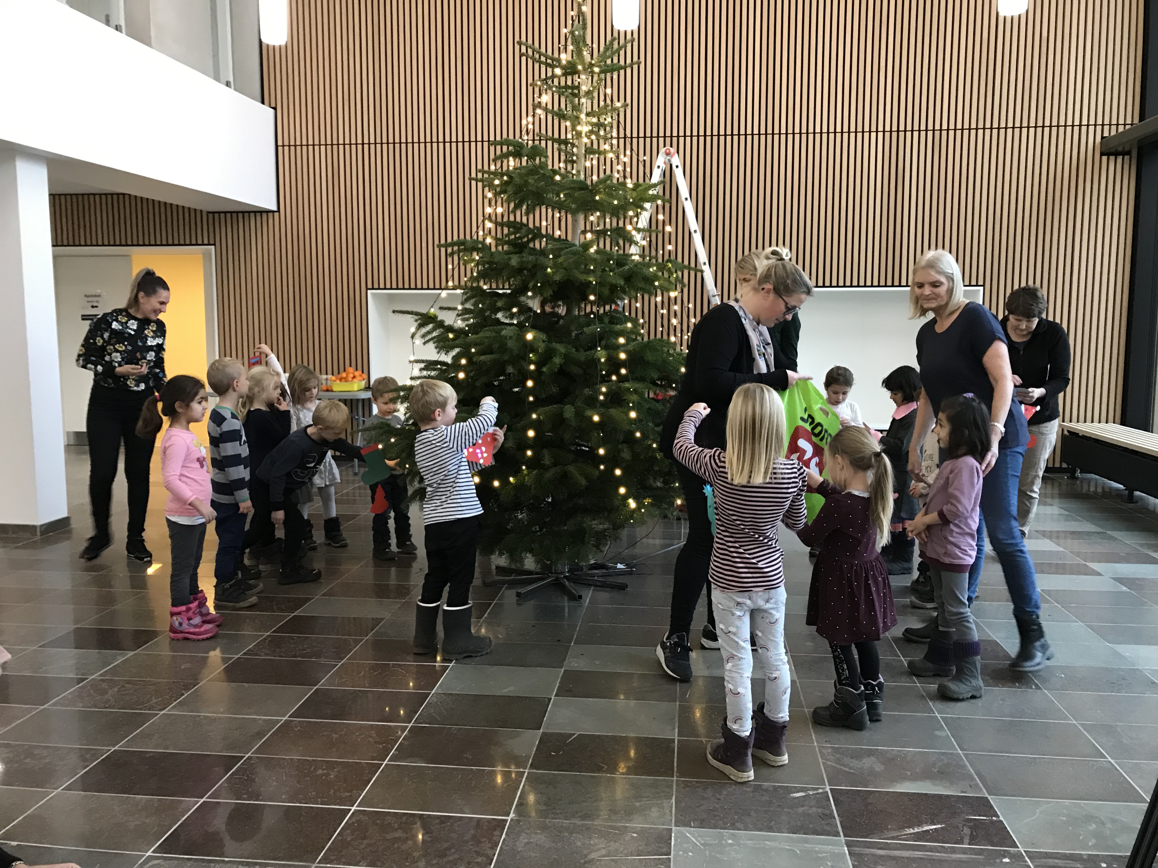 SE VIDEO : SUNDHEDSHUSETS JULETRÆ PYNTET – BØRNEHAVEBØRN FRA LABYRINTEN MEDBRAGTE SELV JULEPYNT