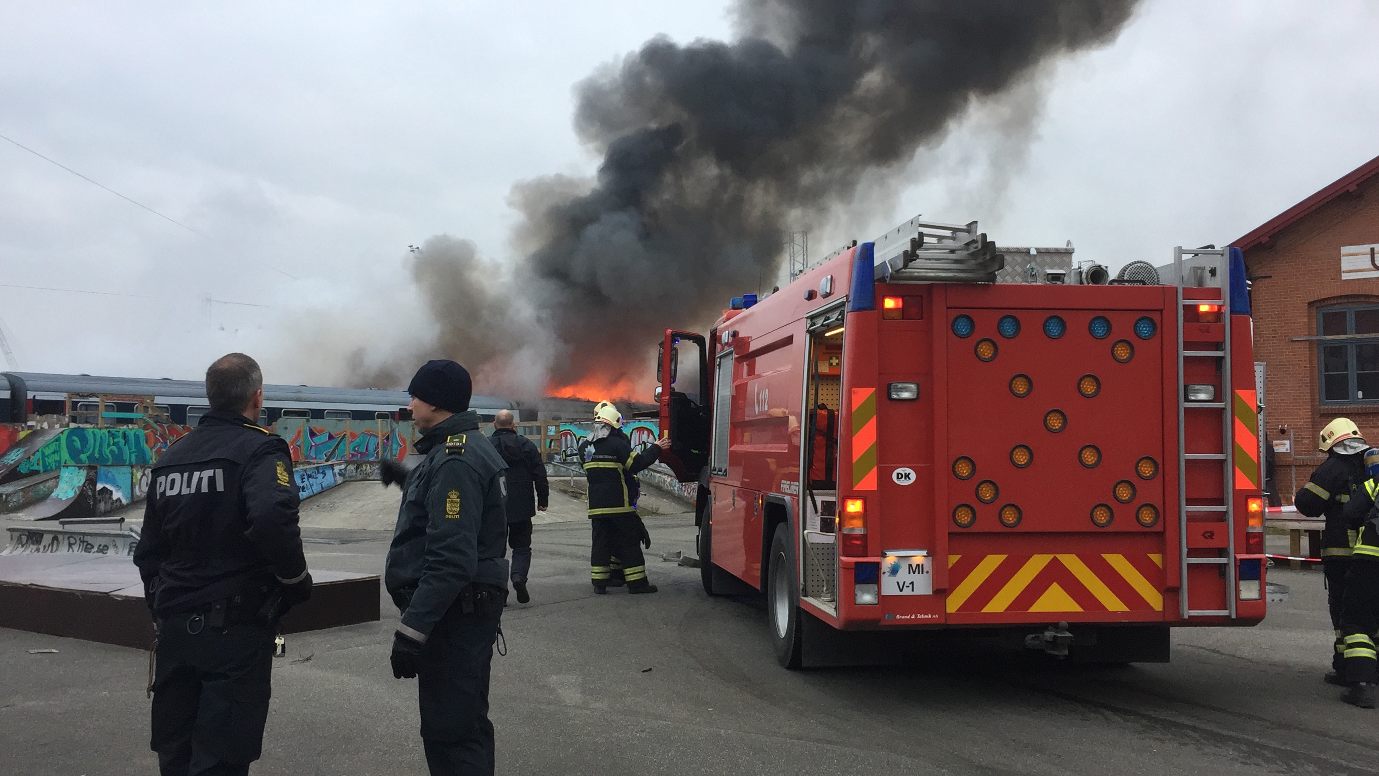 Afvarsling: Brand i togvogn ved Bangården i Fredericia