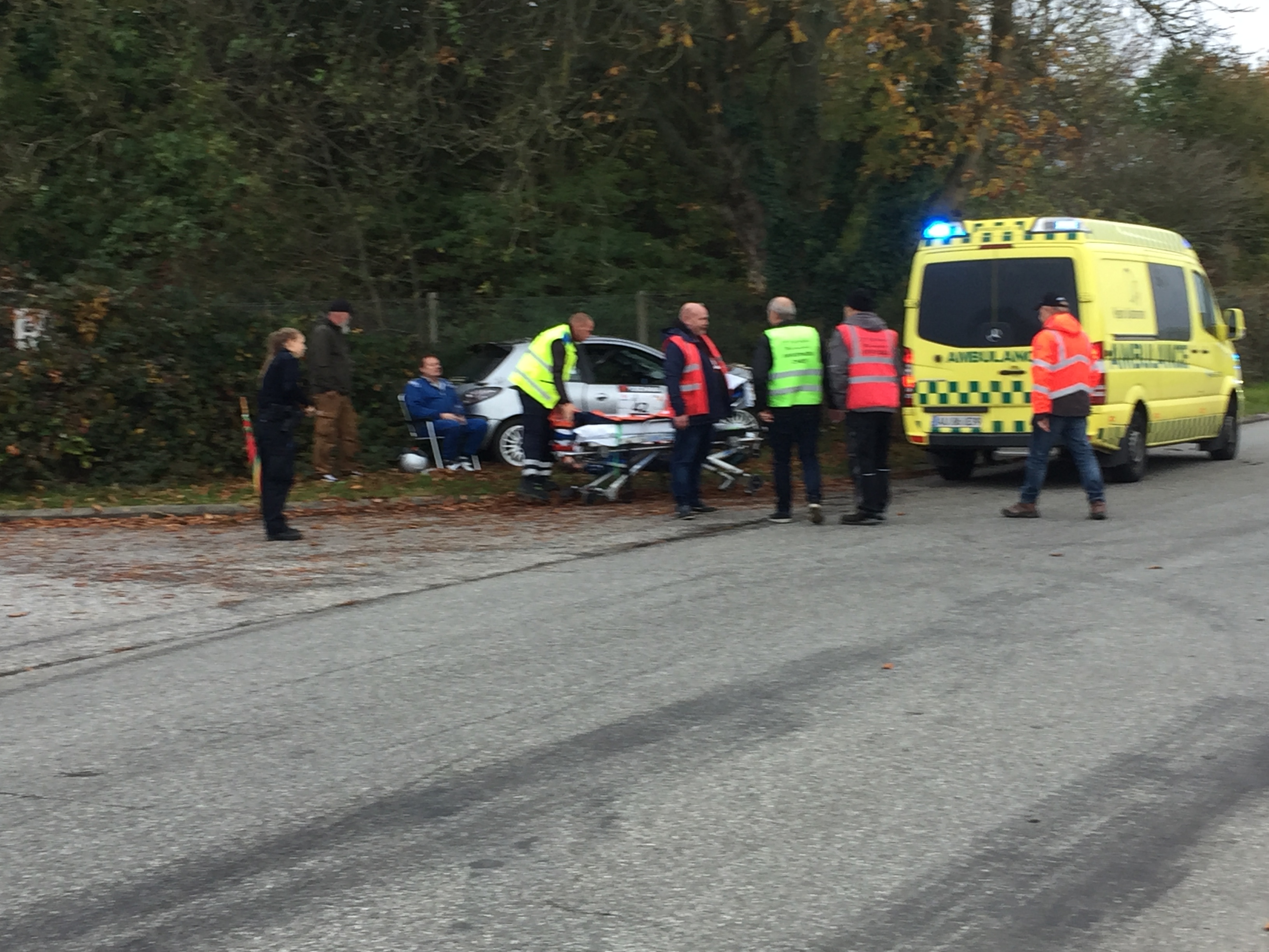 ULYKKE UNDER RALLY I ERRITSØ – BIL RAMTE VEJTRÆ