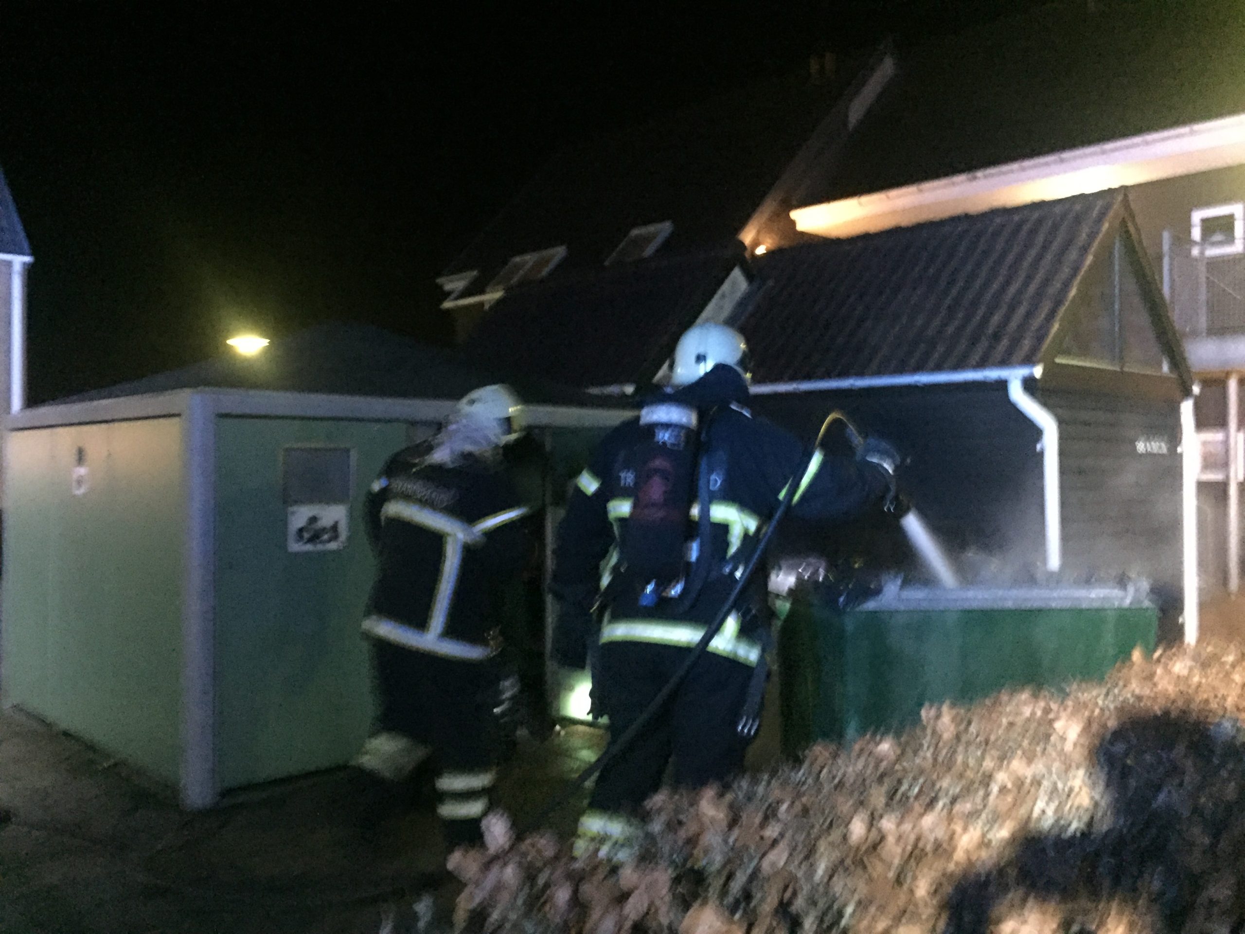 Brand i container på Fuglebakken