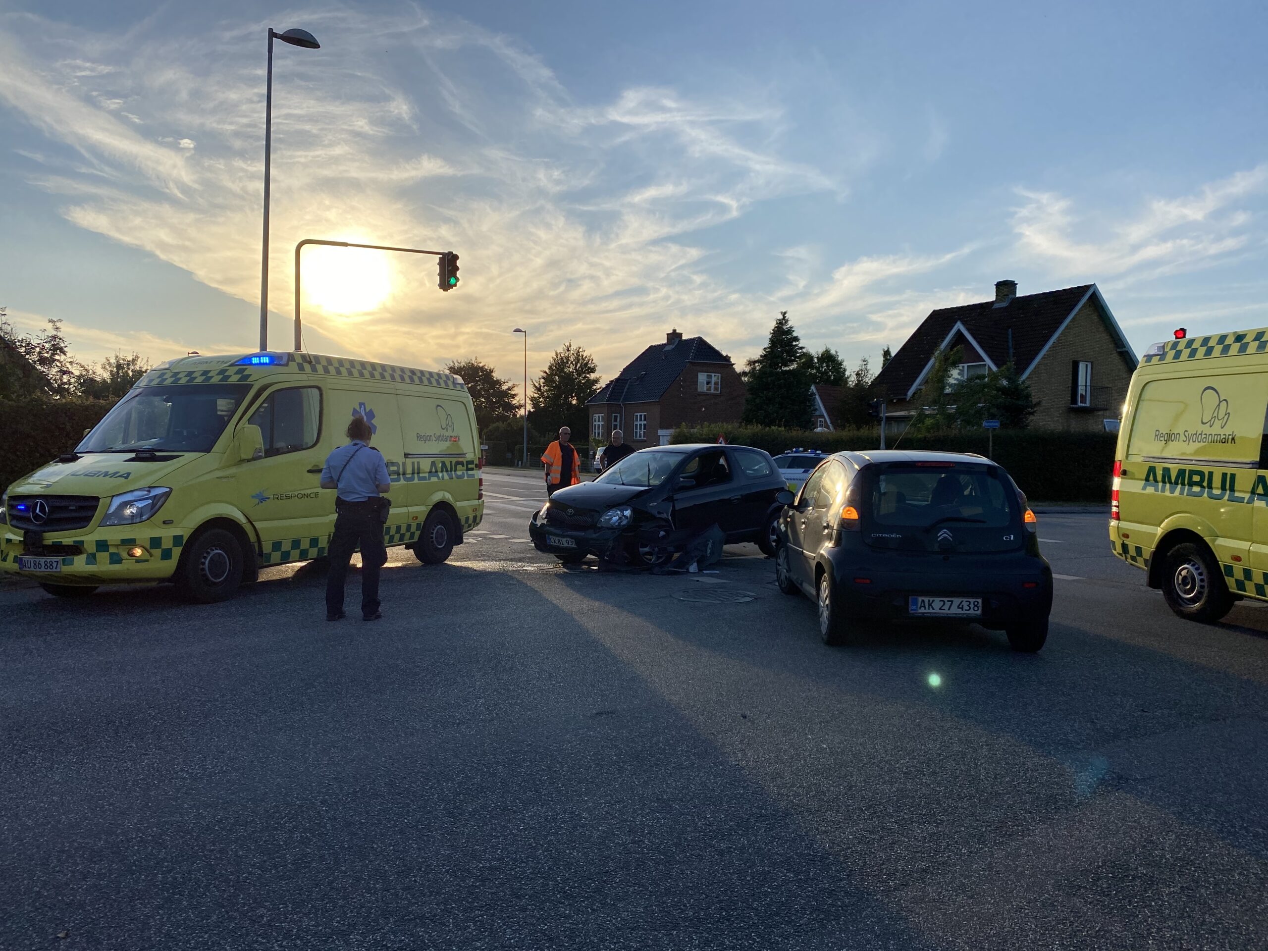 Færdselsuheld i lyskryds på Indre Ringvej
